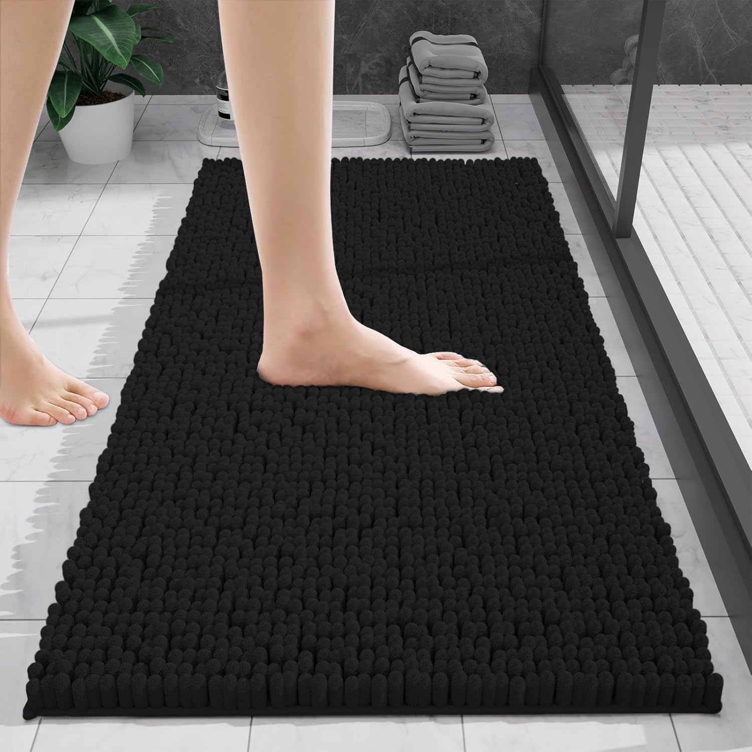 wyewye Bath Mat 40x60cm, Chenille Bathroom Mat, Extra Soft Bathroom mat Non-slip...