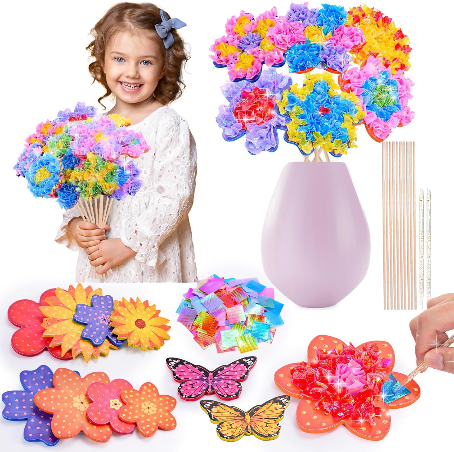 Leksakber Arts and Crafts Kits for Kids Age 4-12, Poke-in Art Toys for 4-10 Year...