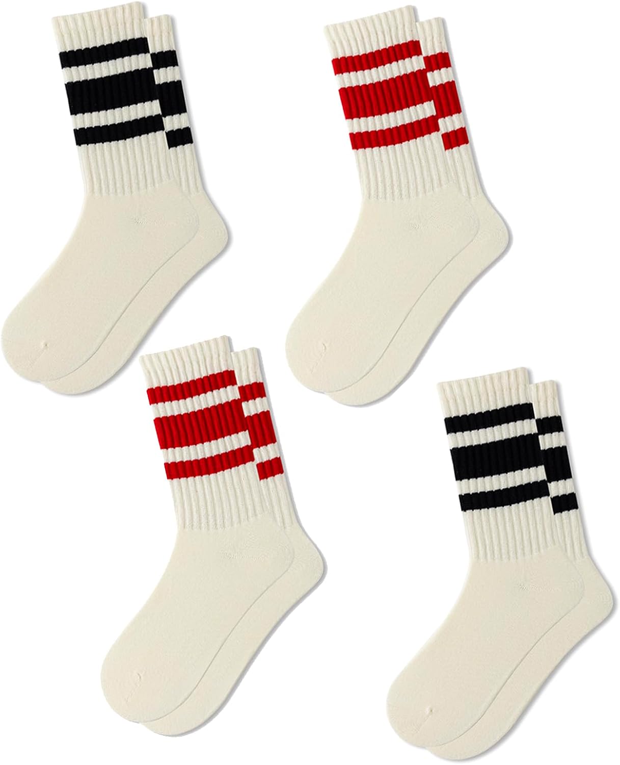 Fun Novelty Socks For Women Striped Retro Crew Socks Sporty Calf Socks Casual Co...