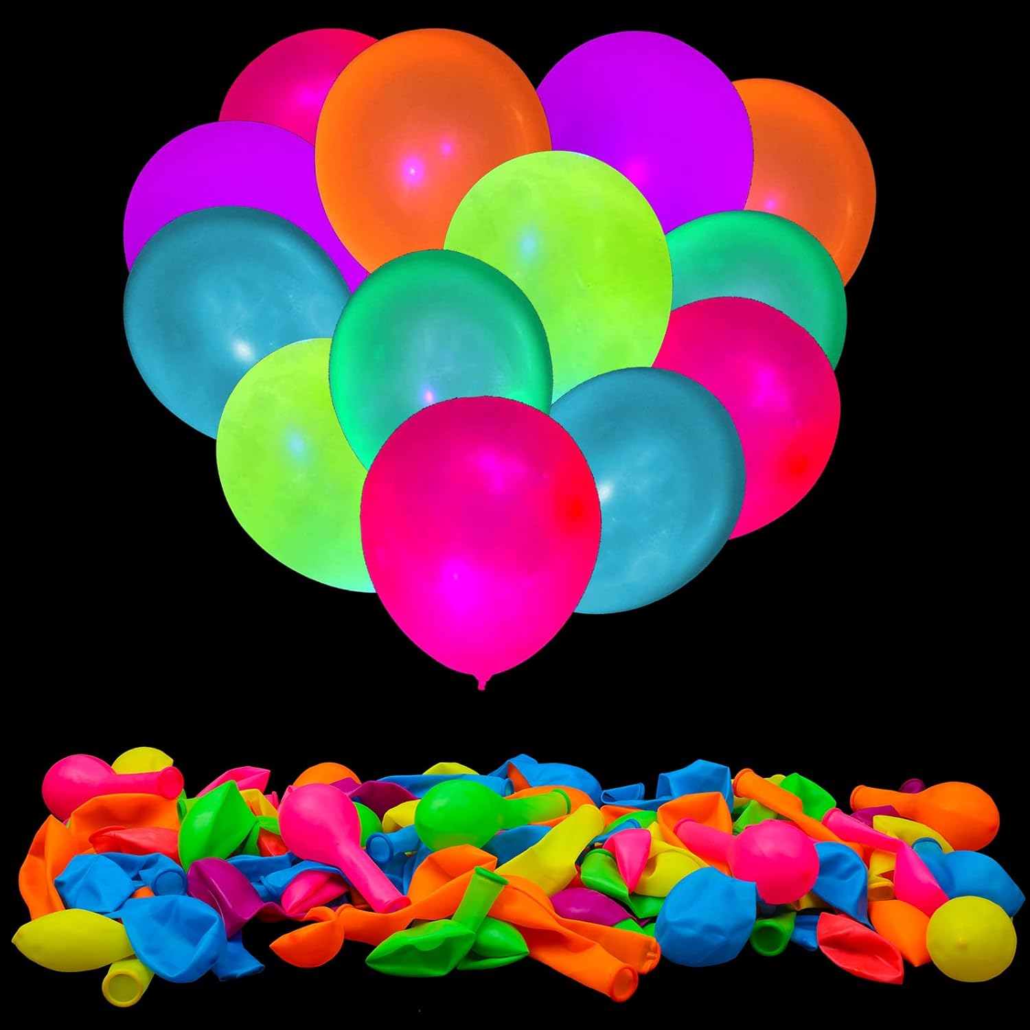 100 Pcs UV Neon Balloons ,Neon Glow Party Balloons UV Black Light Balloons Glow...