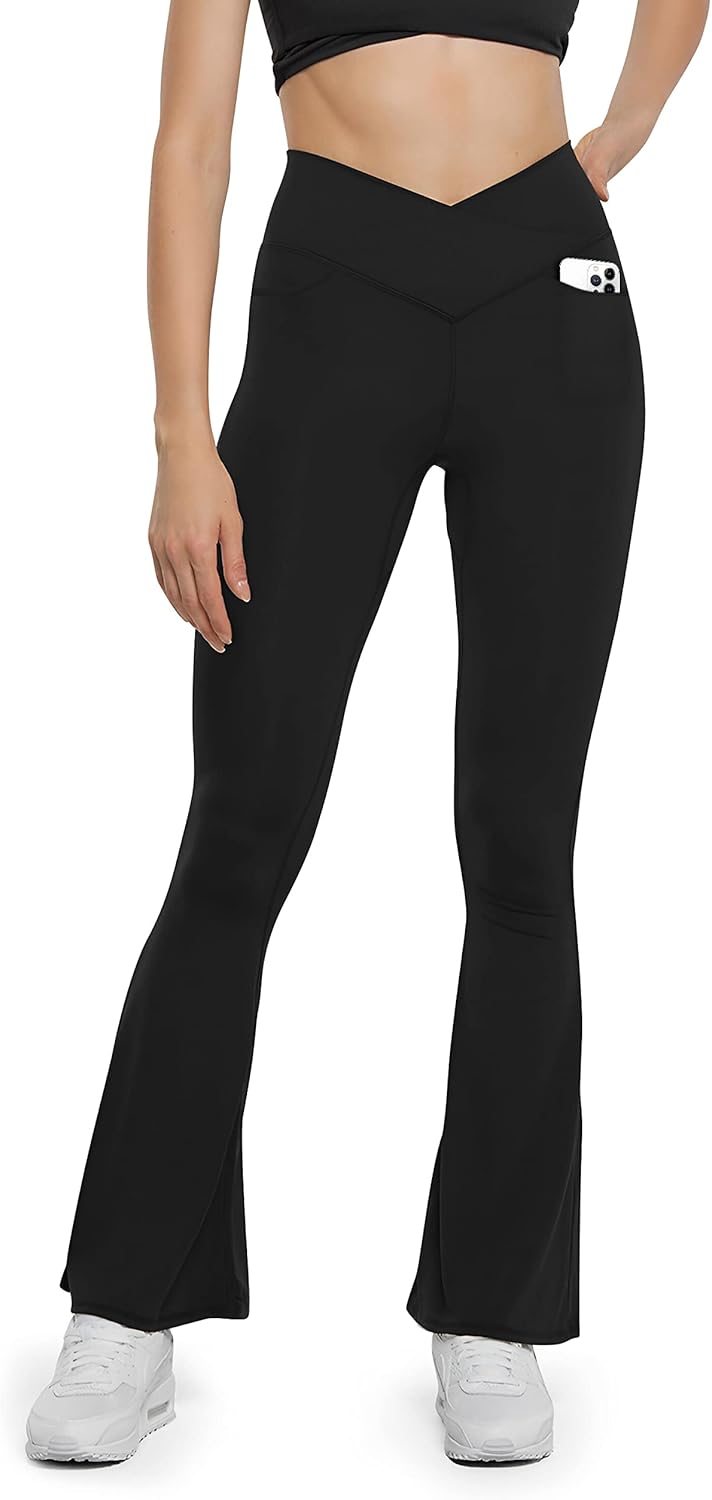 HEGALY Women's Flare Yoga Pants - Crossover Flare Leggings High Waisted Tummy Co...