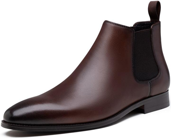 Jousen Chelsea Boots Men Polished Leather Dress Boots Stylish Classic Retro Slip...
