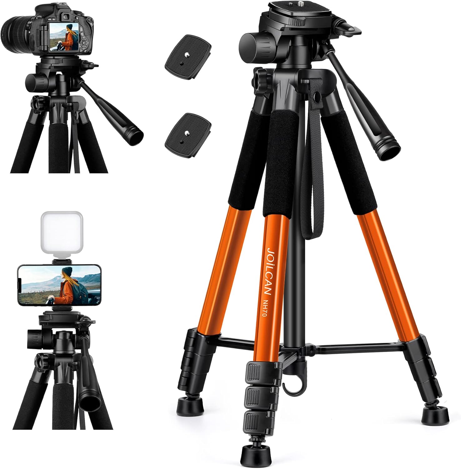 JOILCAN Camera Tripod for Canon Nikon Sony, 65" Aluminum Alloy Tripod Stand with...