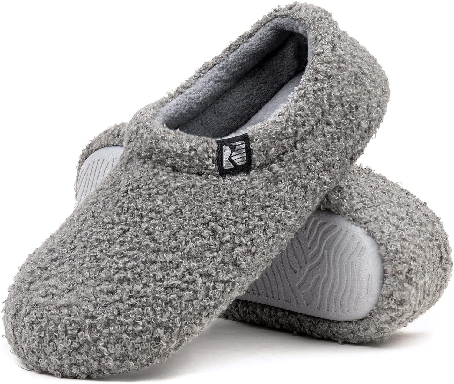 RockDove Women's Teddy Fleece Closed Back Indoor Slipper 9-10 Dark Gray