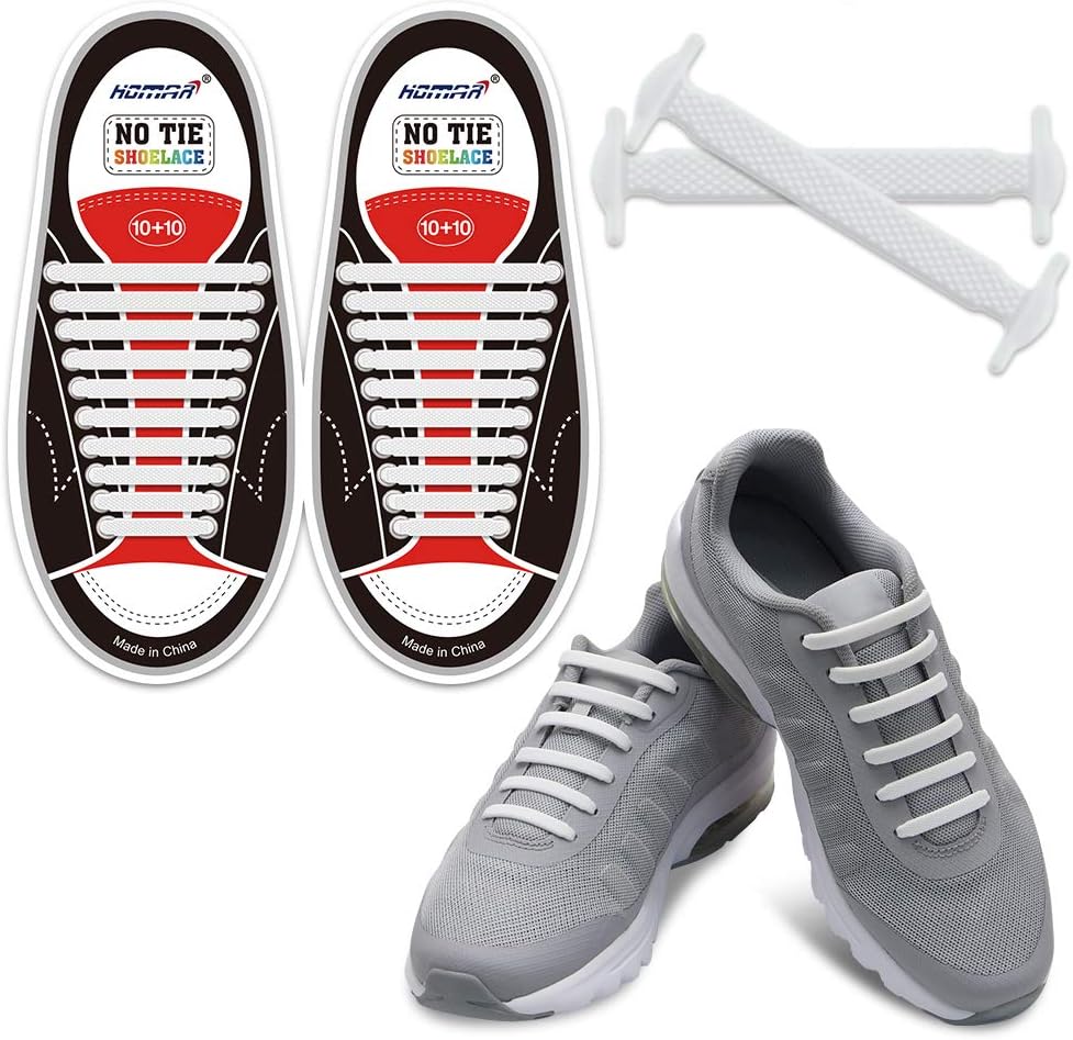 HOMAR No Tie Shoelaces for Kids and Adults Stretch Silicone Elastic No Tie Shoe...