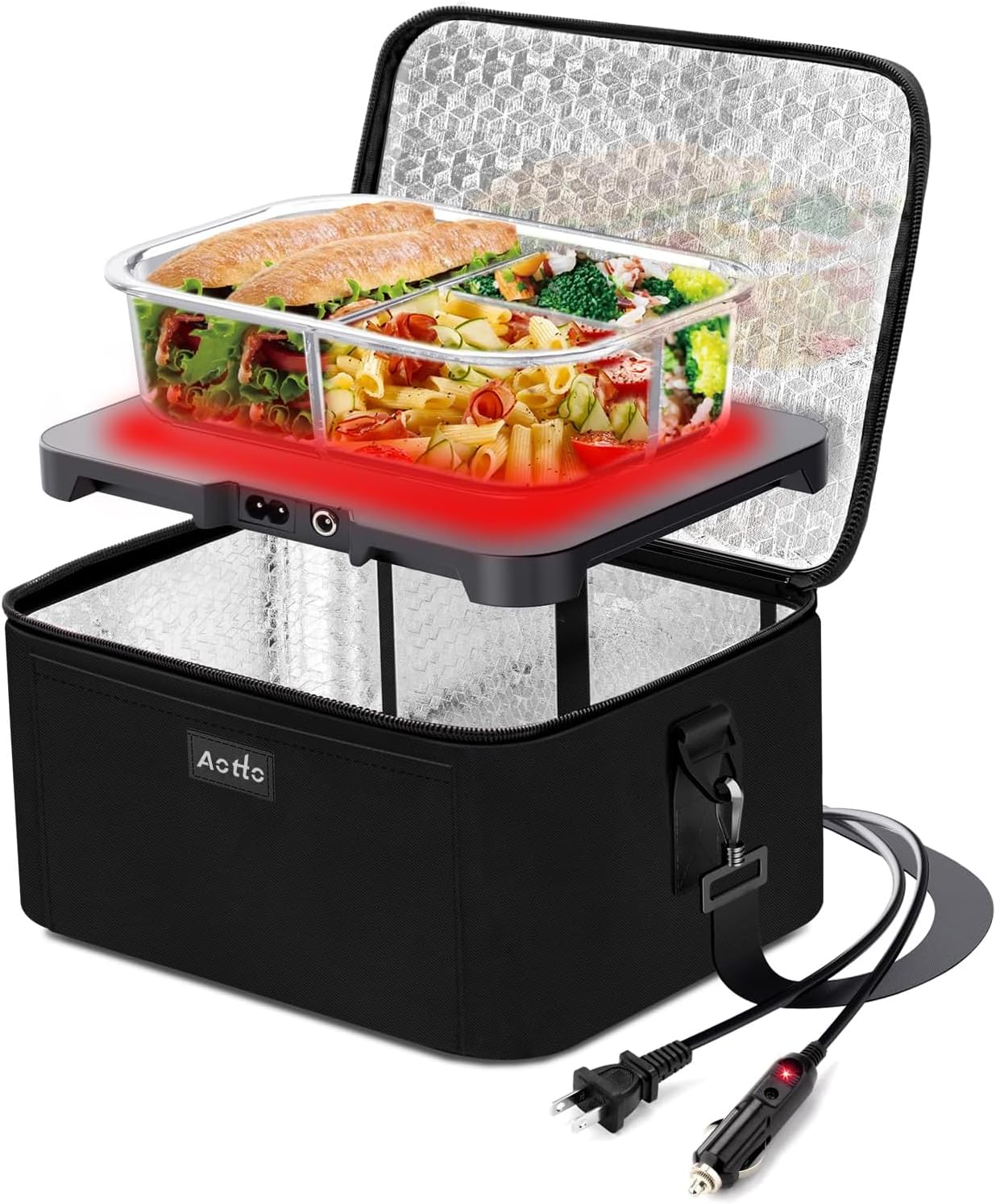 Aotto Portable Oven, Electric Lunch Box Food Heater - 12V/24V/110V 3-in-1 Car Fo...