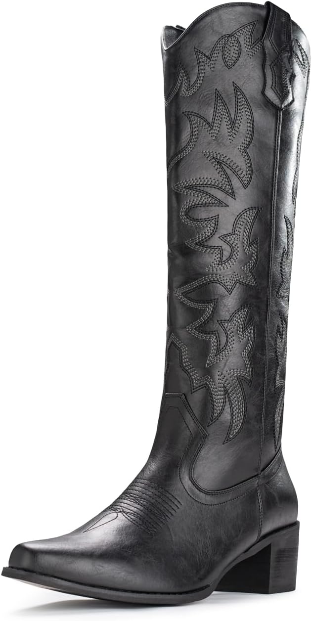 IUV Cowboy Boots For Women Knee High Boots Pointy Toe Women's Western Boots Side...