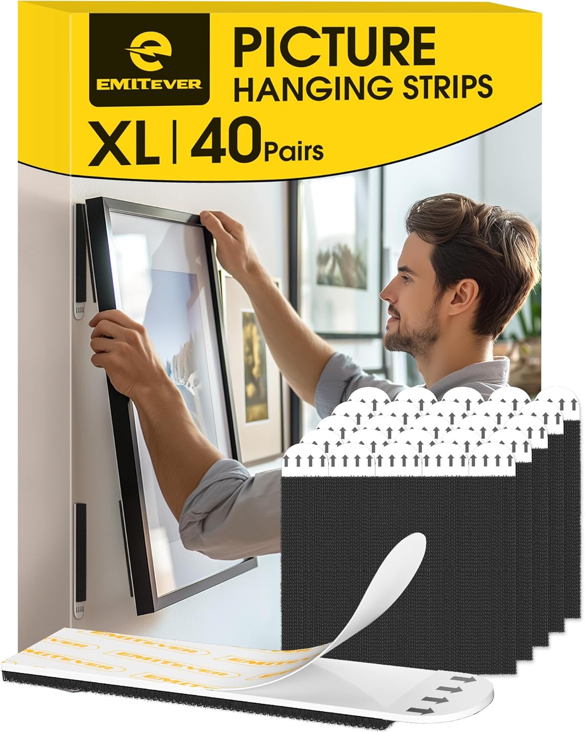 Emitever Picture Hanging Strips Heavy Duty, Large 40 Pairs, No Damage Picture Ad...