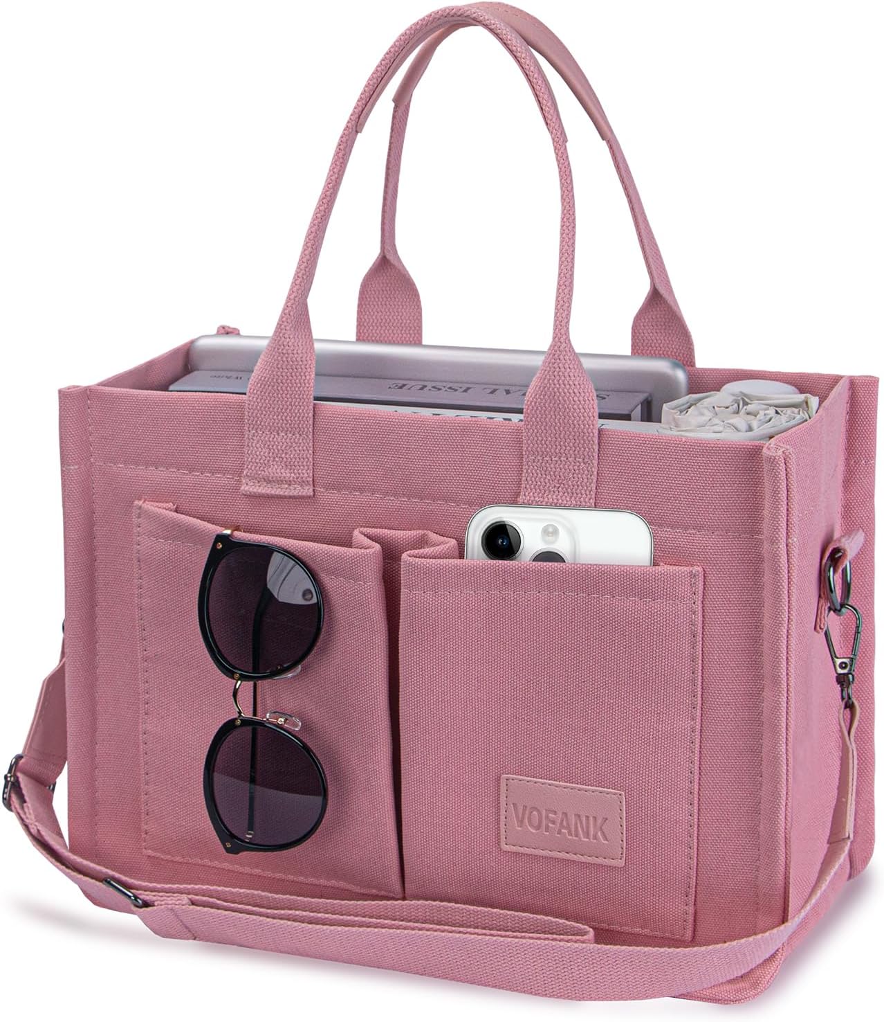 VOFANK Canvas Tote Bag for Women with Pockets Large Crossbody Bag Satchel Bag Ha...