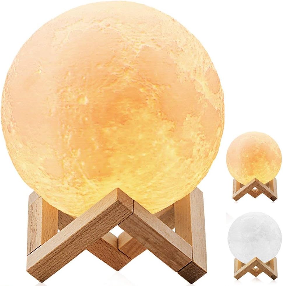 Mayround 7.9" Large 3D Moon Lamp, Full Moon Lamp Light,3D Printing Dimmable Mode...