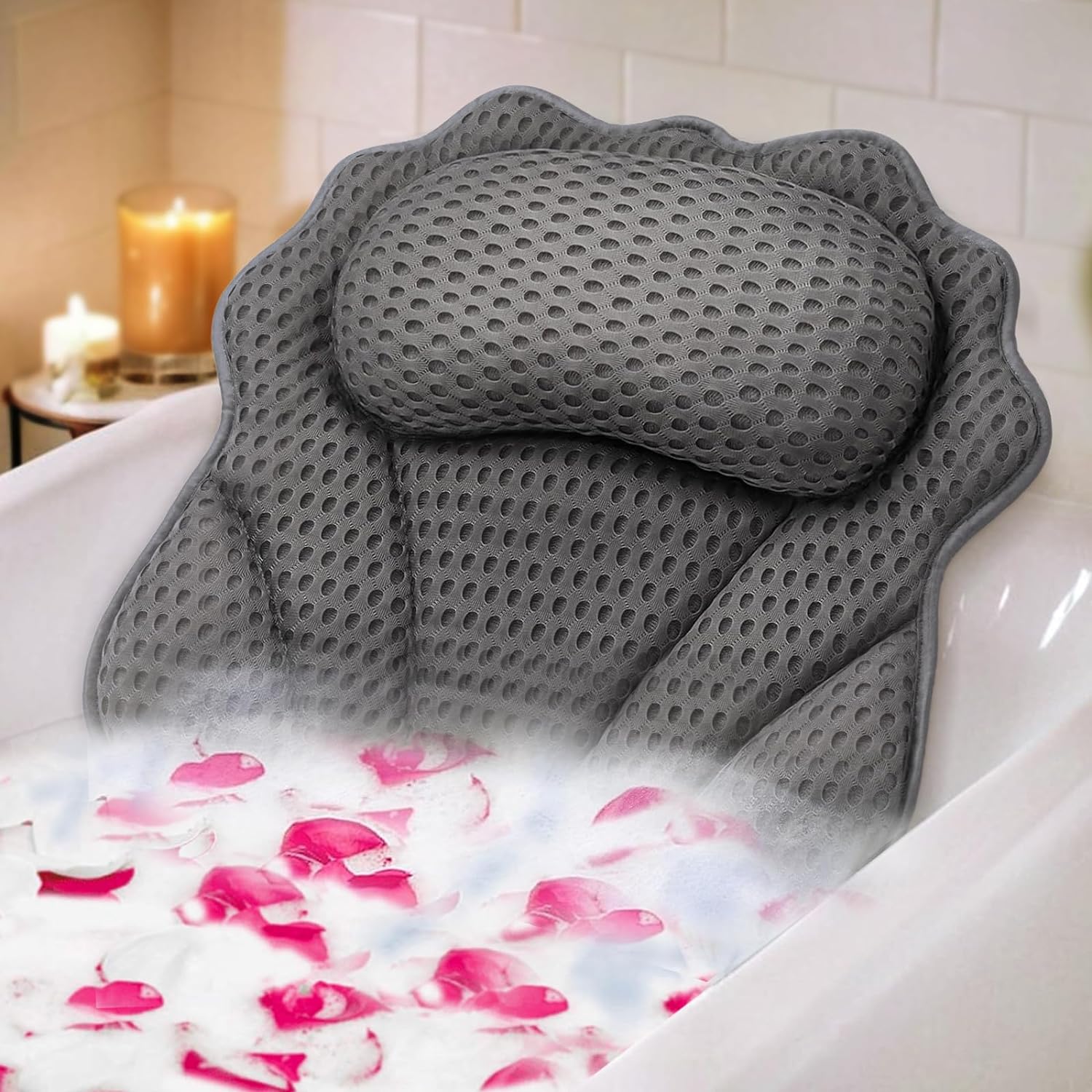 Bath Pillow RUVINCE Ergonomic Luxury Bathtub Pillow with Head,Neck, Shoulder and...