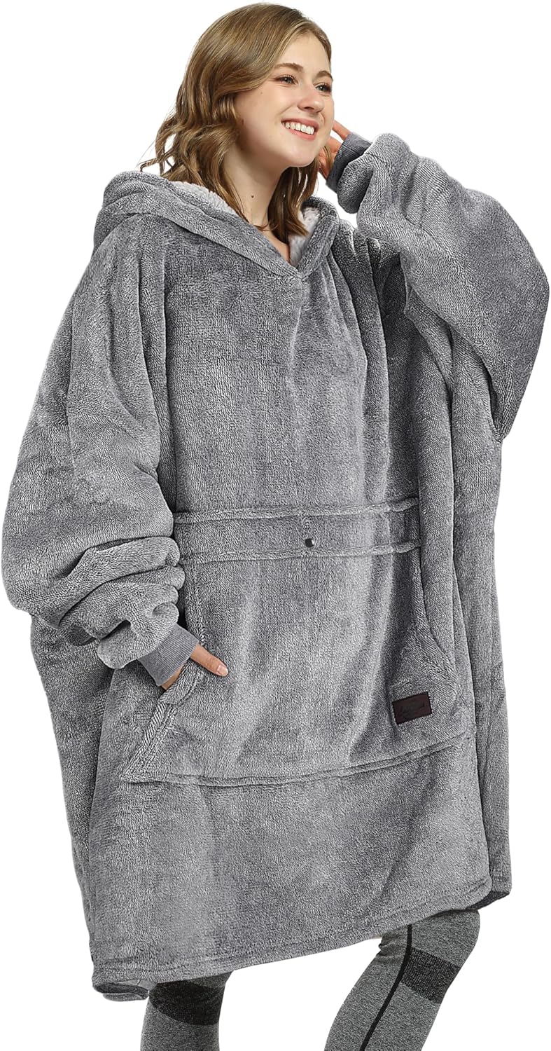 Catalonia Oversized Blanket Hoodie Sweatshirt, Wearable Sherpa Lounging Pullover...