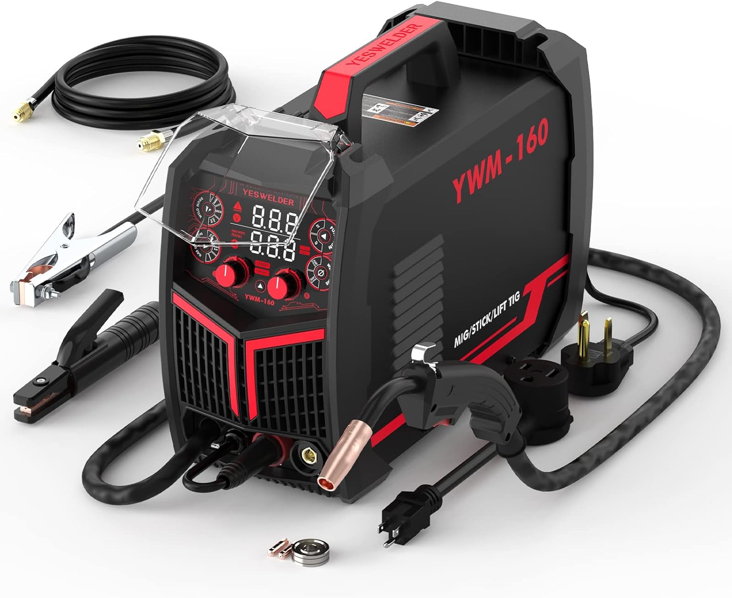 YESWELDER Gas Gasless 160A multiprocess MIG Welder，Flux Cored/MIG/Lift TIG/Stic...