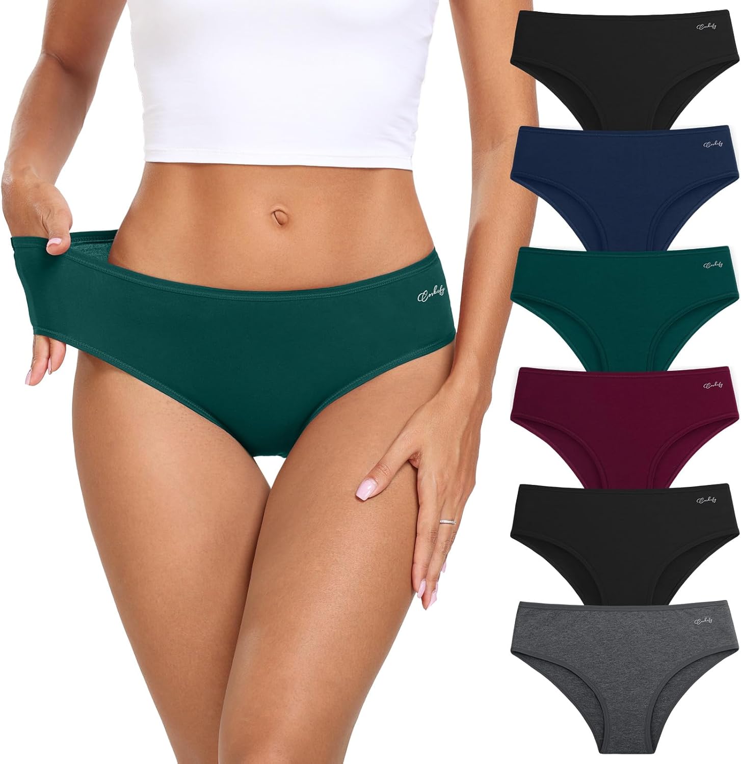coskefy Women's Underwear Cotton Hipster Panties Low Rise Briefs Soft Strench Br...