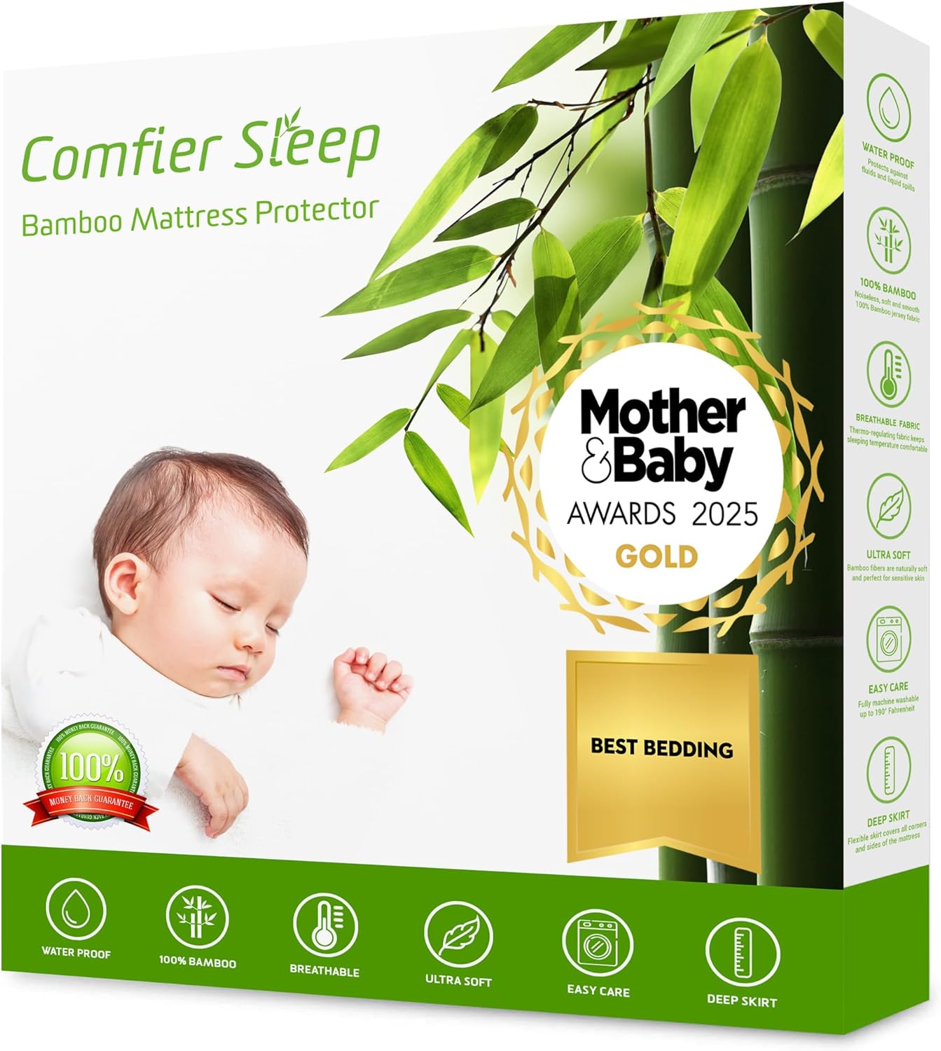 Award Winning Chicco Next to me Mattress Protector 100% Bamboo Soft Breathable 5...