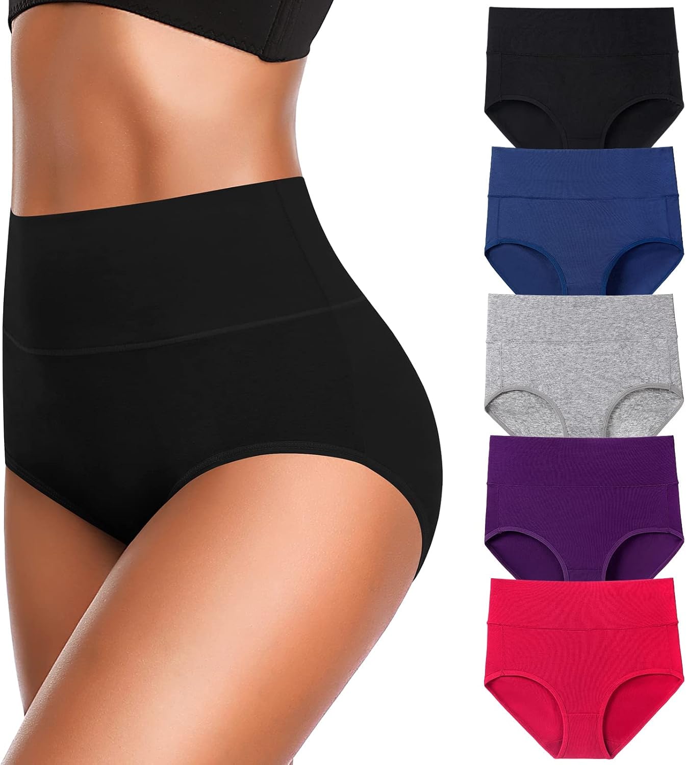 Womens Underwear High Waist Cotton Underwear Soft Underwear Super Stretchy Brief...