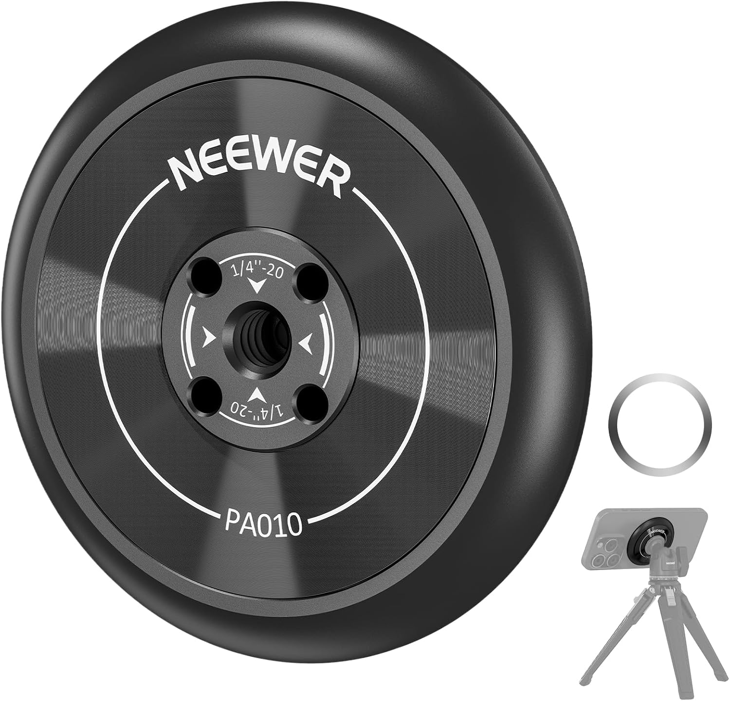 NEEWER Magnetic Mobile Phone Tripod Mount Adapter with Self-Adhesive Magnetic Ri...