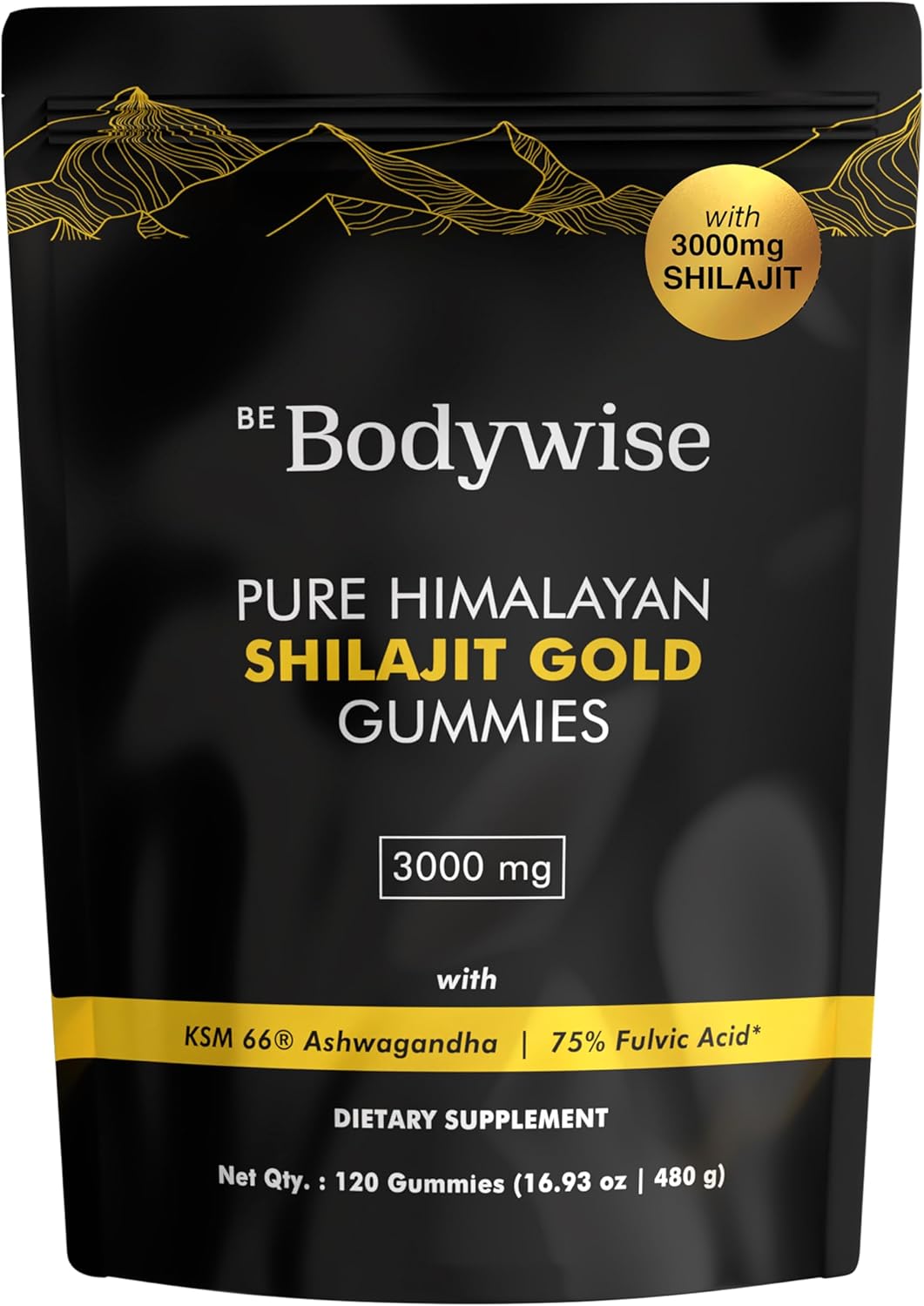 Be Bodywise Pure Himalayan Shilajit Gummies Gold I No Added Sugar I Ashwagandha,...
