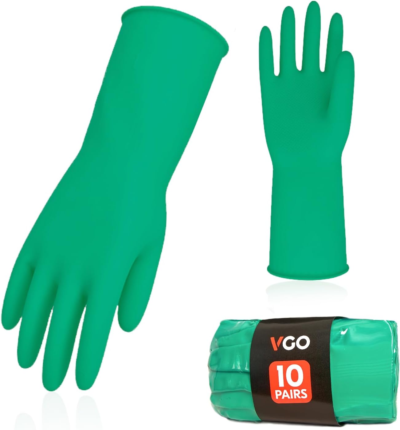 Vgo... 10Pairs Reusable Household Gloves,Rubber Dishwashing Gloves,Extra Thickne...