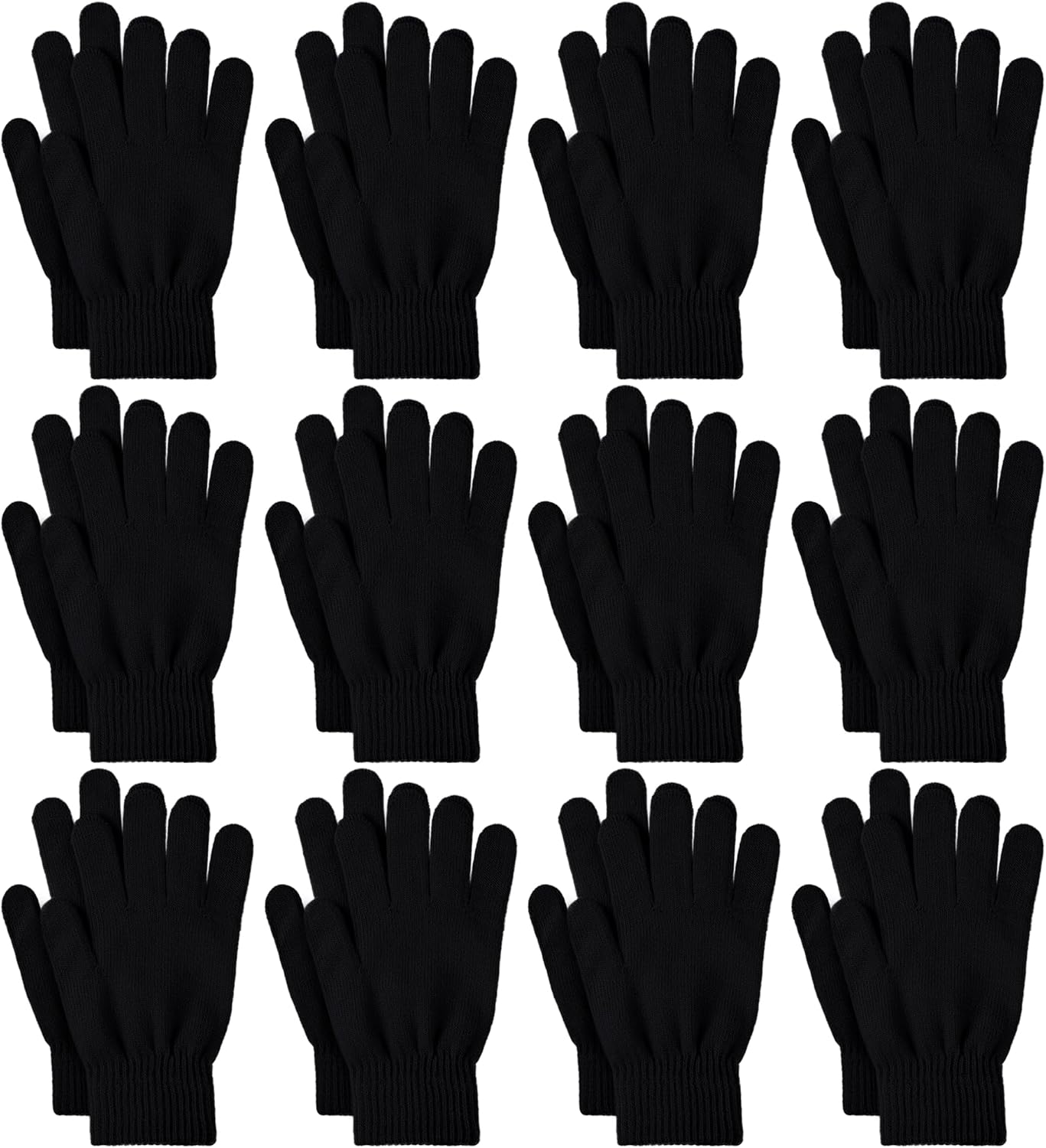 Glooarm 12 Pairs Winter Gloves Knit Warm Gloves Bulk Adult Stretchy Magic Gloves...