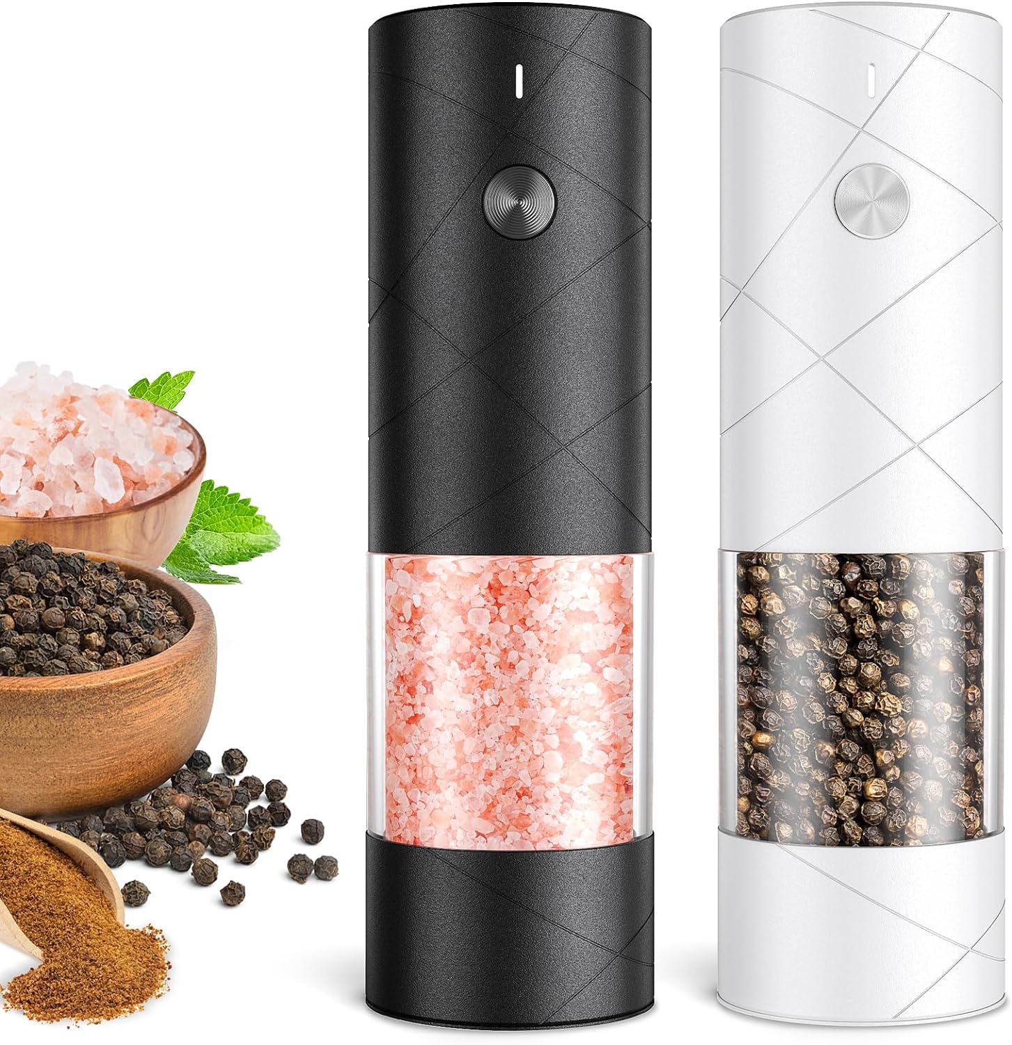 Electric Salt and Pepper Grinder Set, Rechargeable Automatic Pepper Mill Grinder...