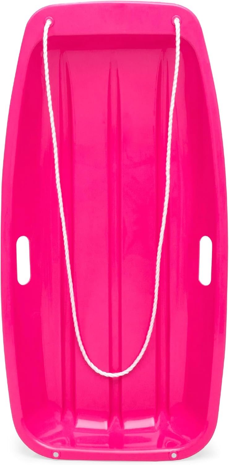 Best Choice Products 35in Kids Plastic Toboggan Snow Sled w/Pull Rope, 2 Handles...