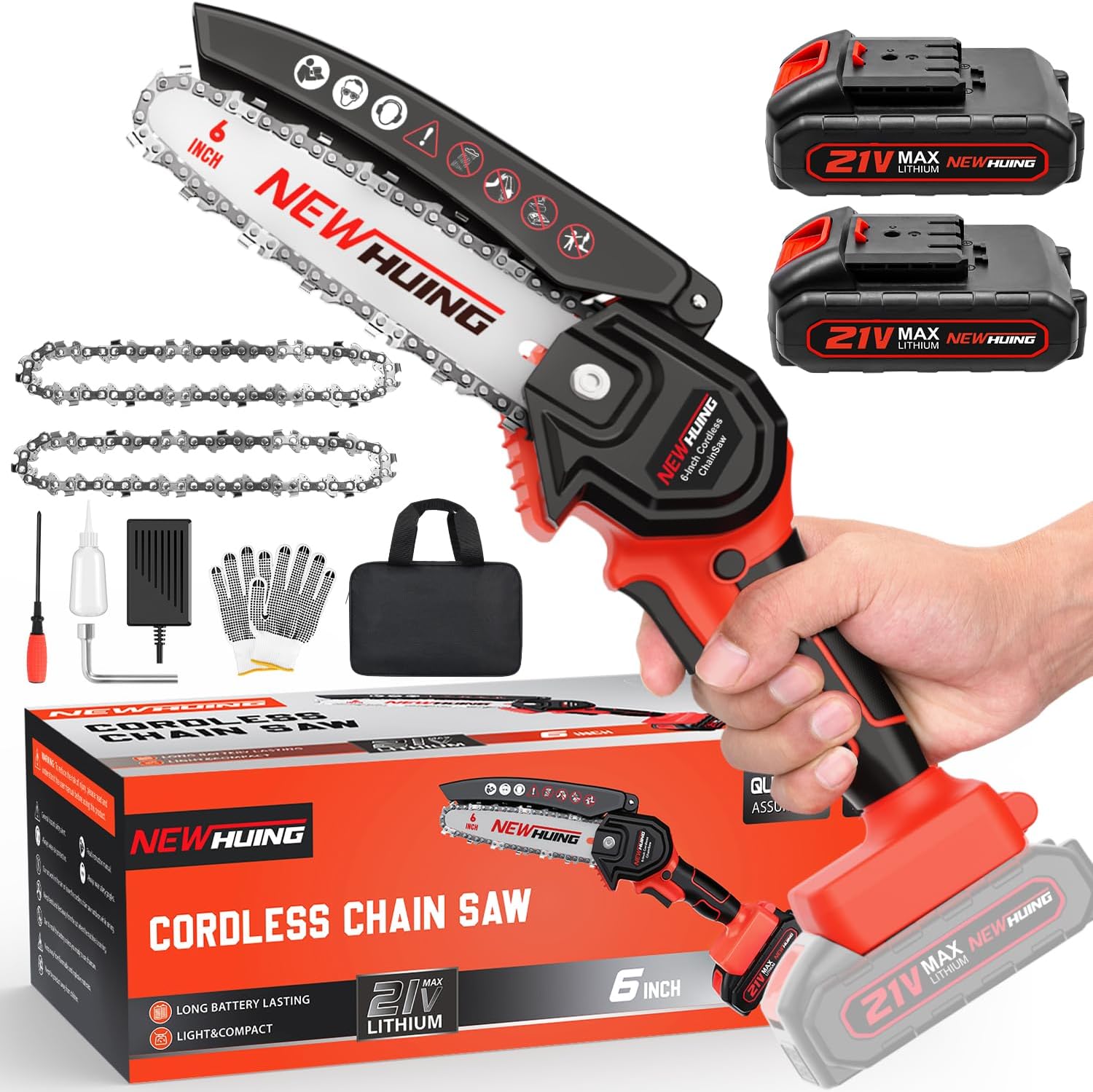 Mini Cordless Chainsaw Kit, Upgraded 6" One-Hand H...