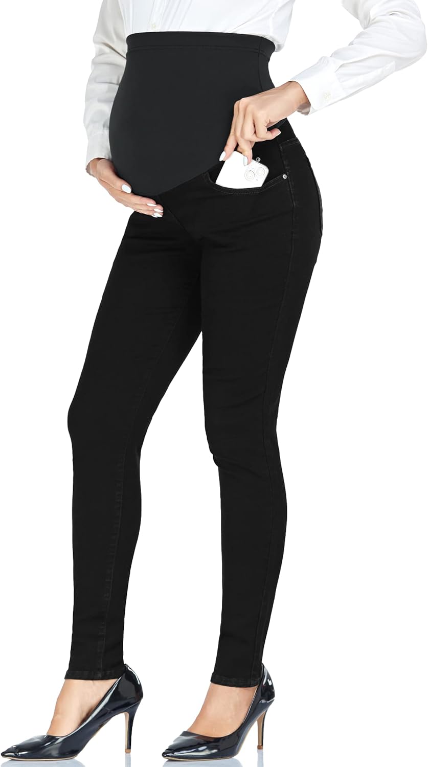 PACBREEZE Women's Maternity Jeans Over Belly Skinny Stretchy Denim Pants Comfy S...