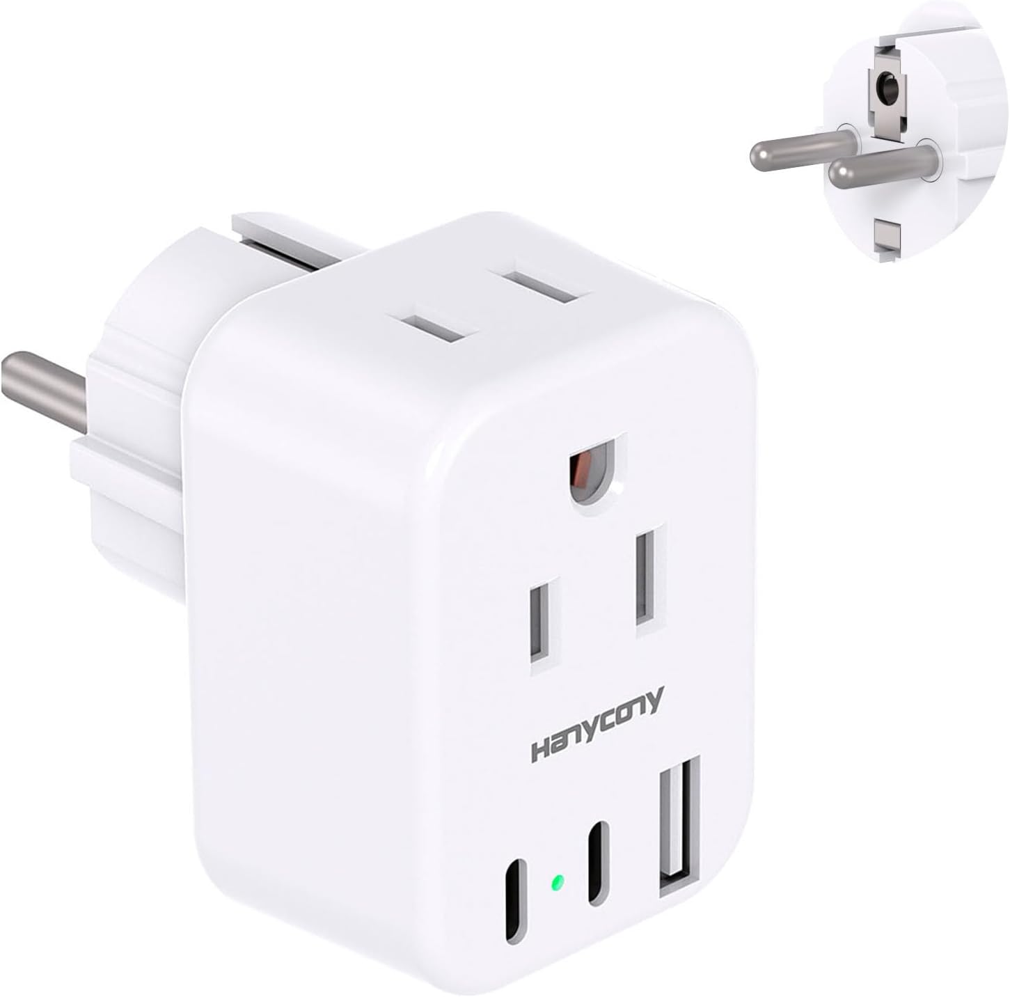 Type E F Plug Adapter, Germany France Travel Plug Adapter with 2 Outlets 3 USB P...