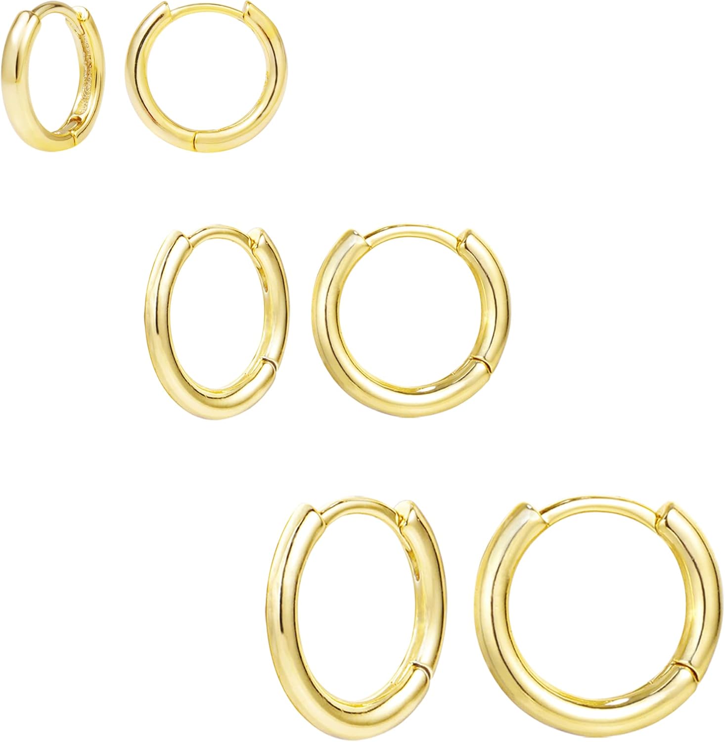 ALEXCRAFT 14K Gold Plated Small Hoop Earrings for...