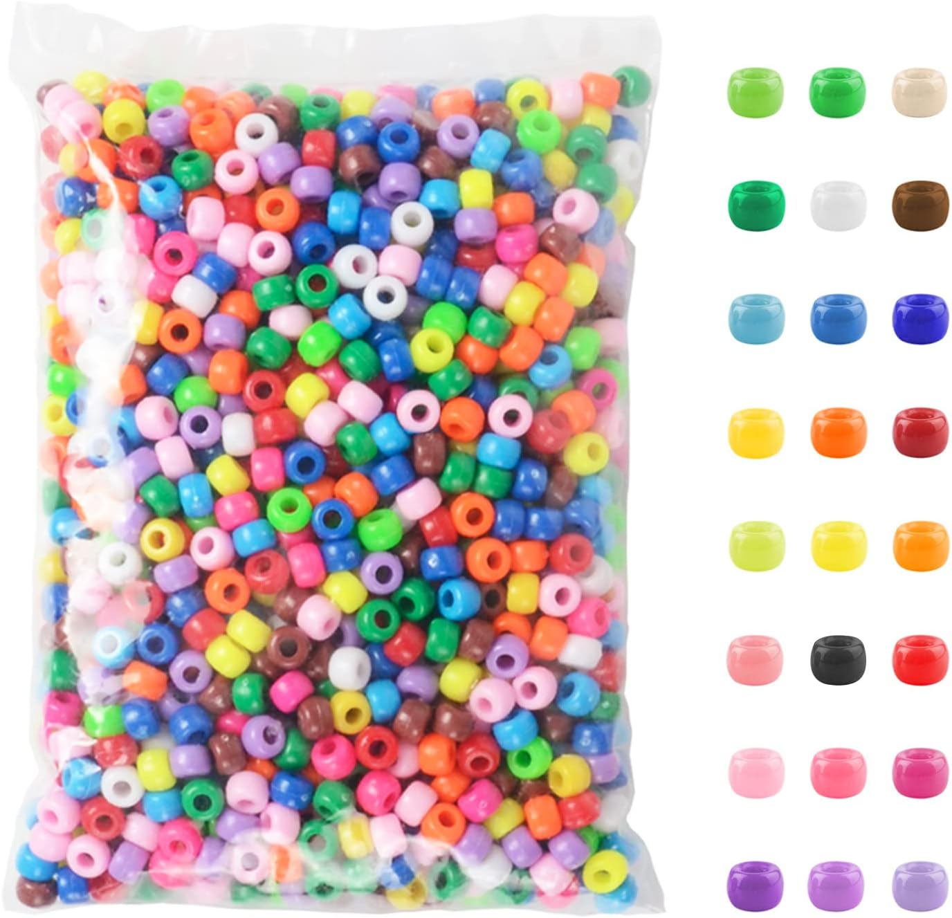 Simetufy 1200 Pcs Pony Beads Plastic Beads for Bracelet Making, Multi-Colored Be...