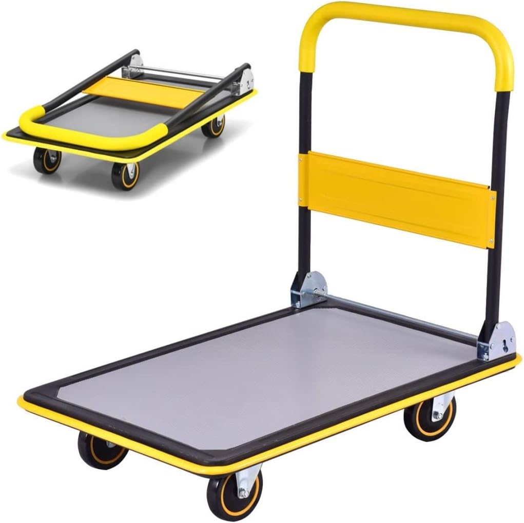 COSTWAY 150kg/300kg Folding Platform Trolley, Heavy Duty Hand Sack Truck with Ha...