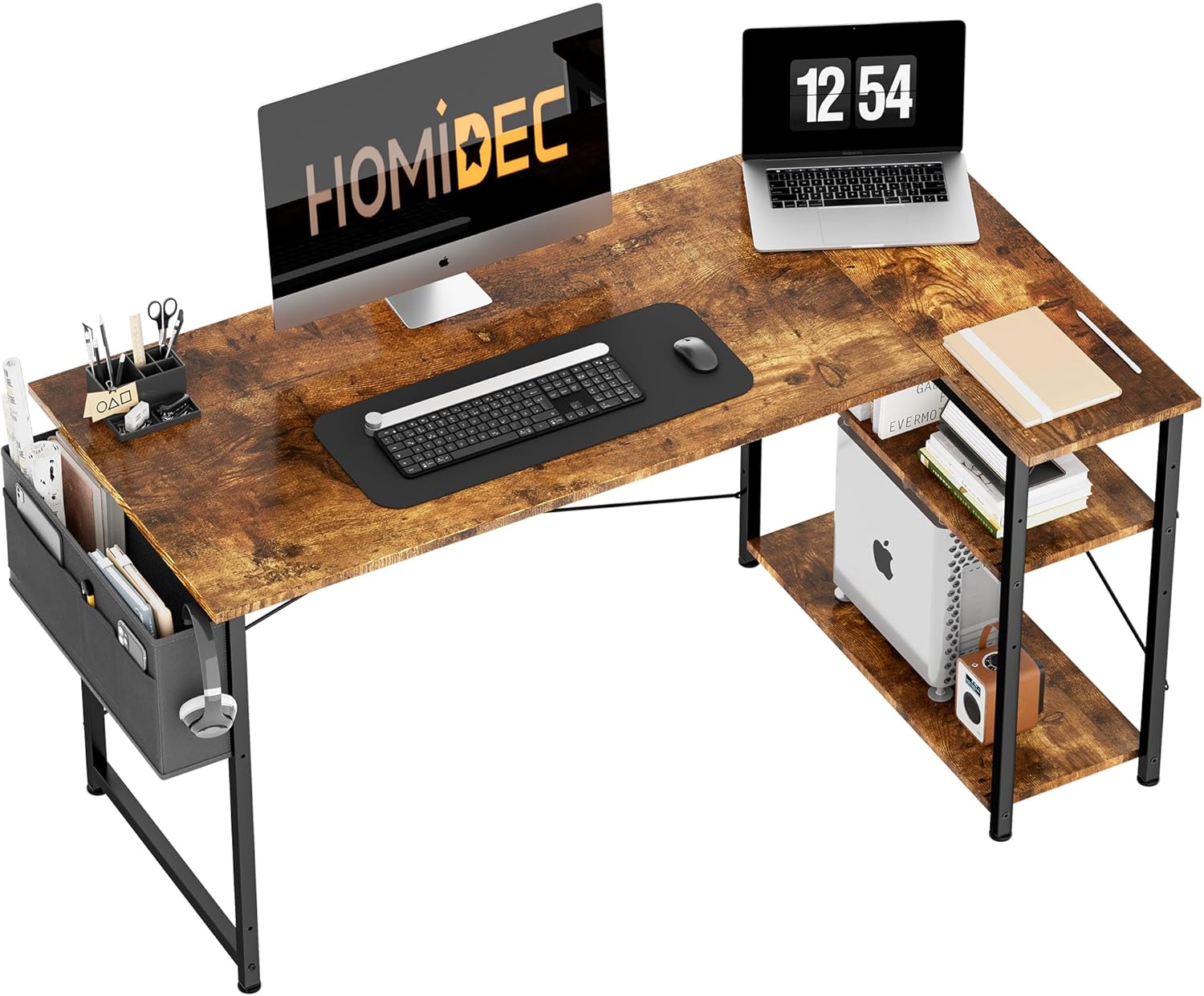 HOMIDEC L Shaped Desk 120CM Computer Desk Study Office Desk Gaming Desk Writing...