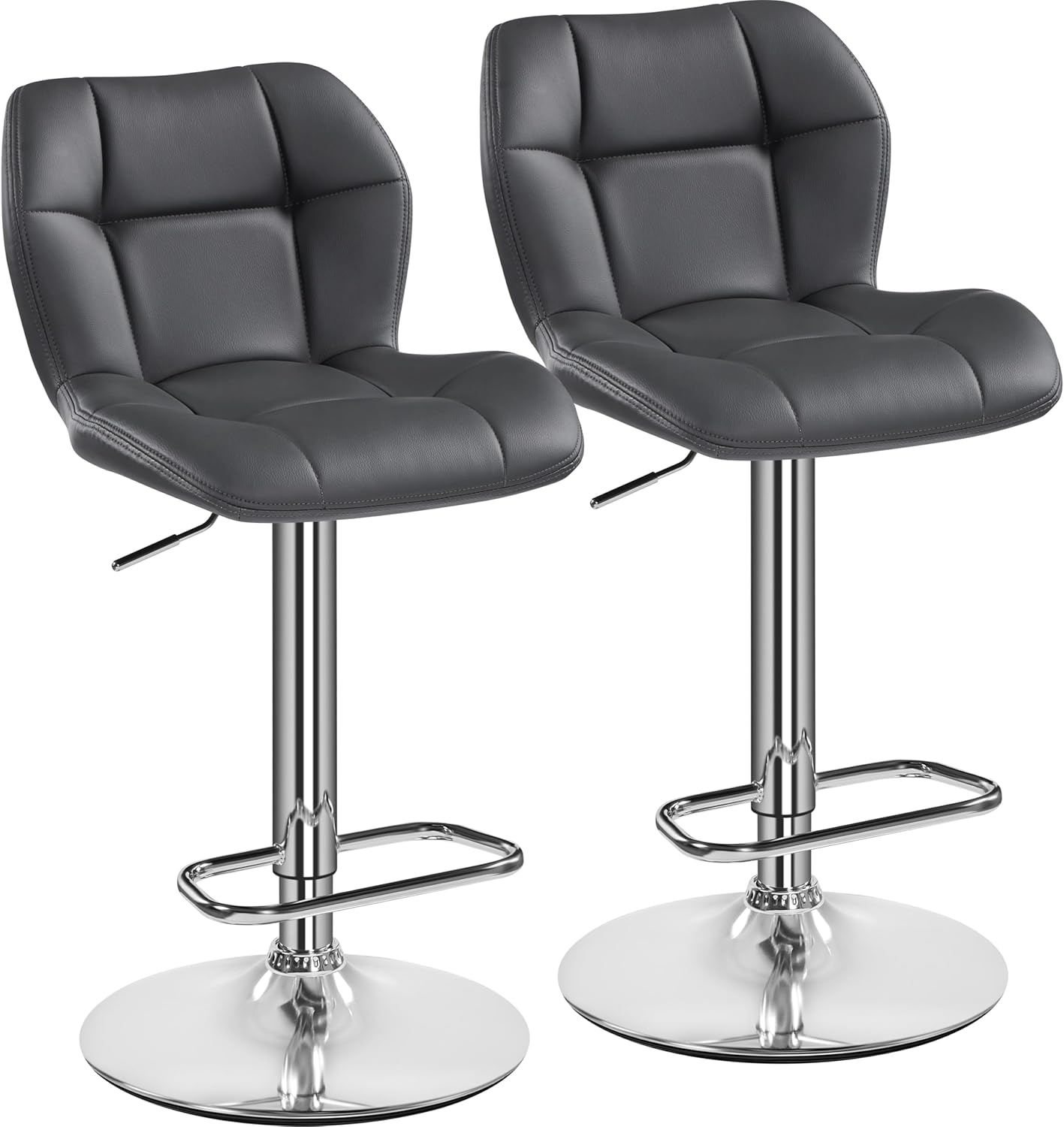 Yaheetech Bar Stools Set of 2, PU Leather Breakfast Bar Chairs, Swivel Height Ad...