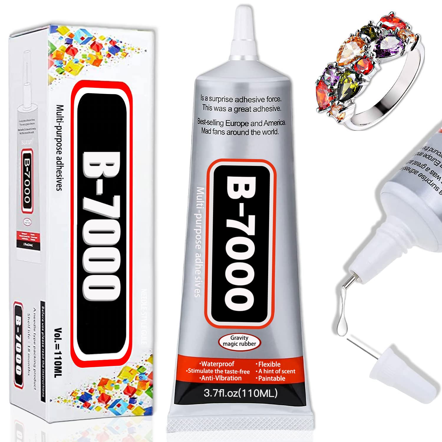 Multi-Purpose B7000 Glue 110ml/3.7 fl oz 1-Pack - High Strength, Flexible, Water...