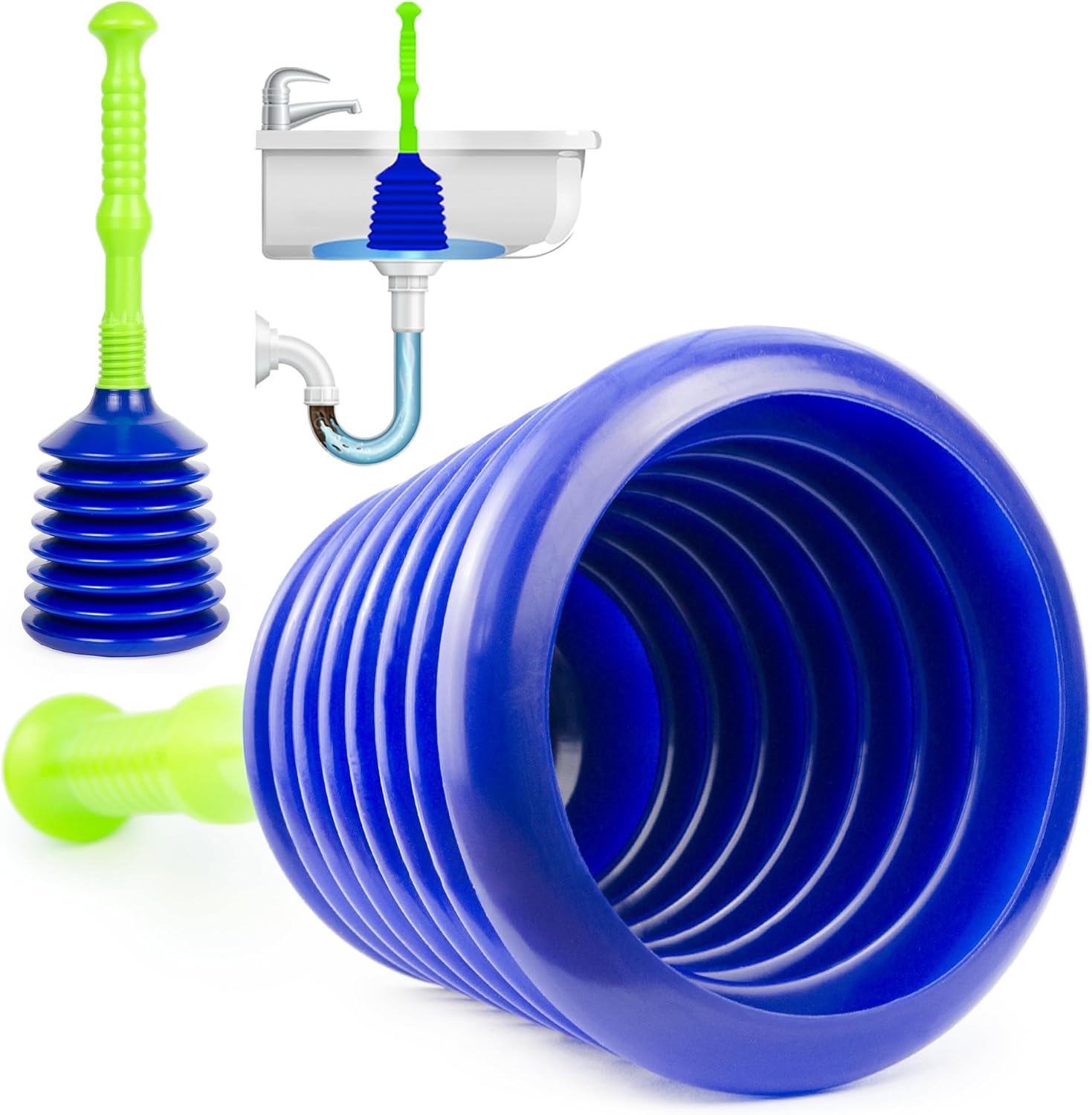 Luigi's Large Drain Plunger for Kitchens, Bathrooms, Baths, Waste Pipes and Show...