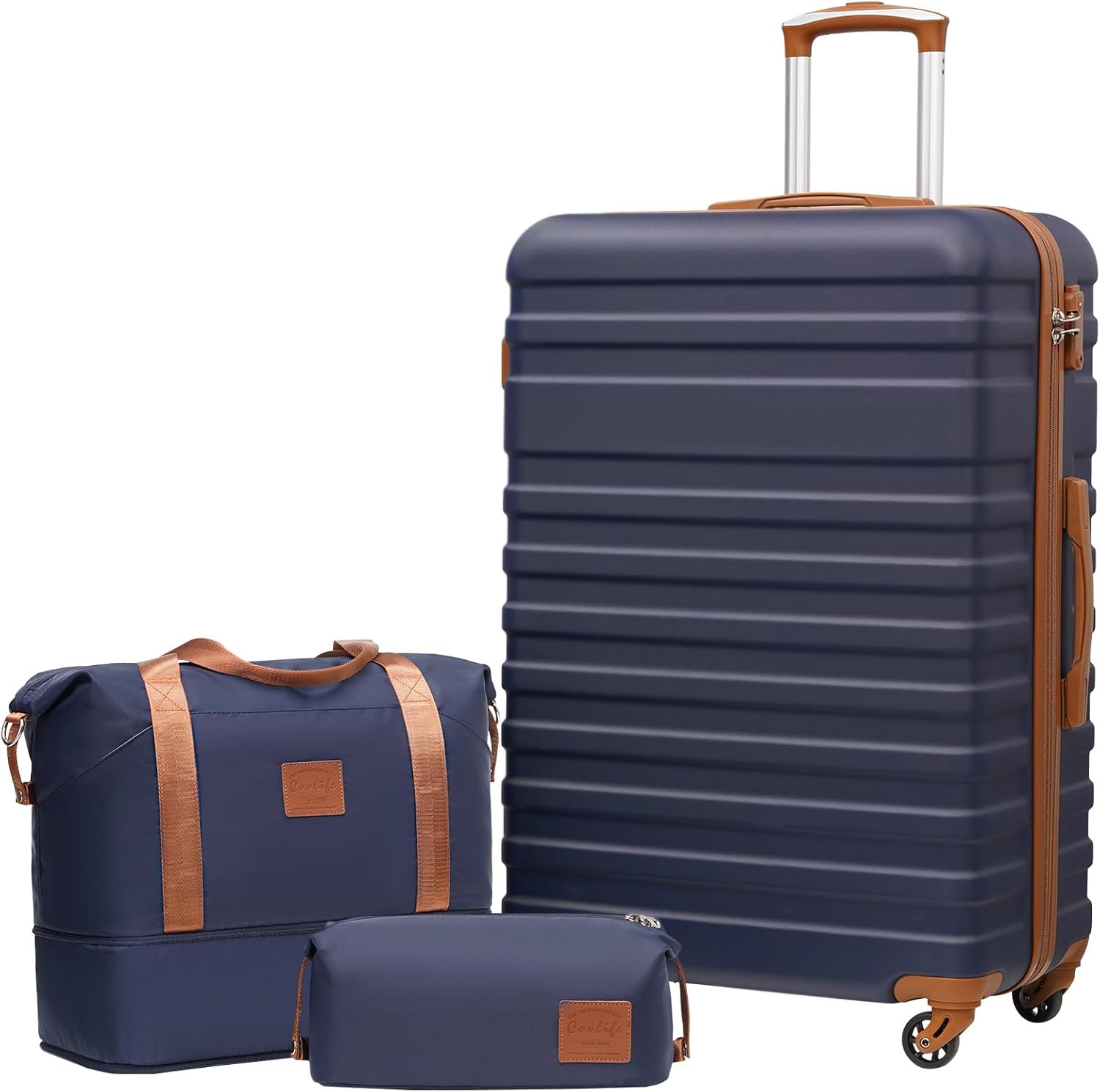 COOLIFE Suitcase Trolley Carry On Hand Cabin Luggage Hard Shell Travel Bag Light...