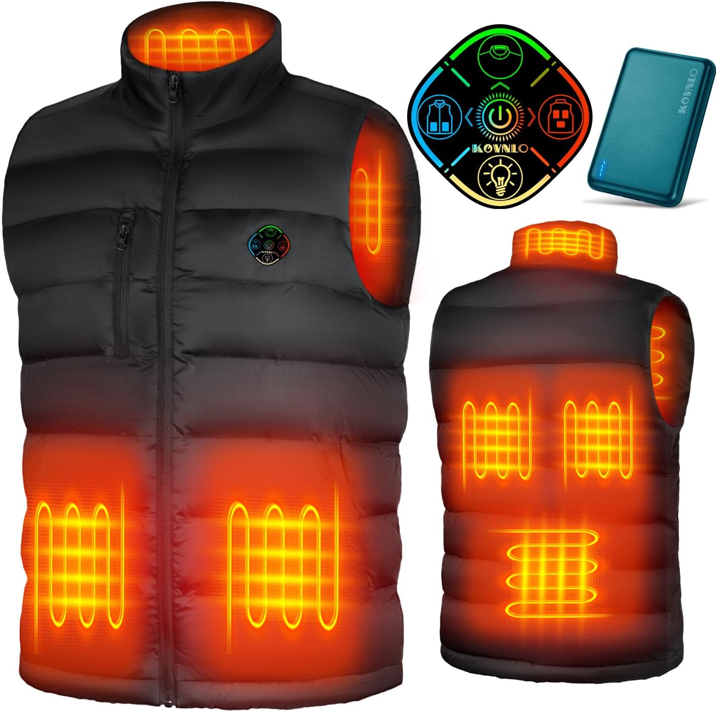 KOVNLO Heated Vest for Men With Battery Pack Included, Smart Controller with Lig...