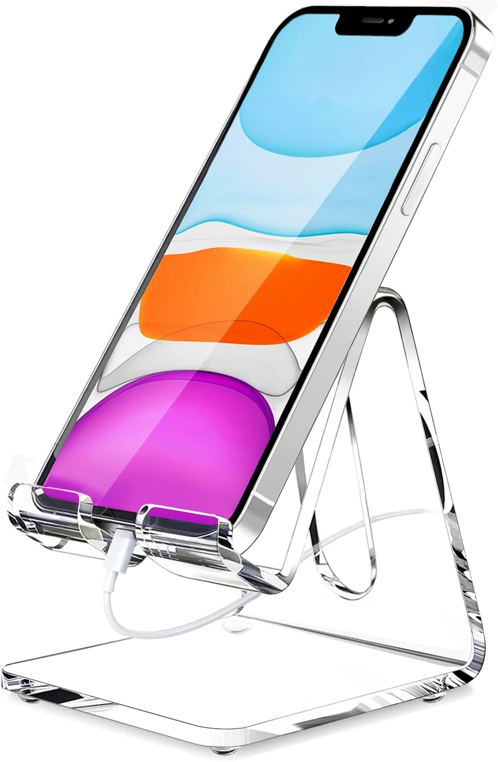 Crpich Acrylic Cell Phone Stand, Portable Clear Phone Stand for Desk, Compatible...