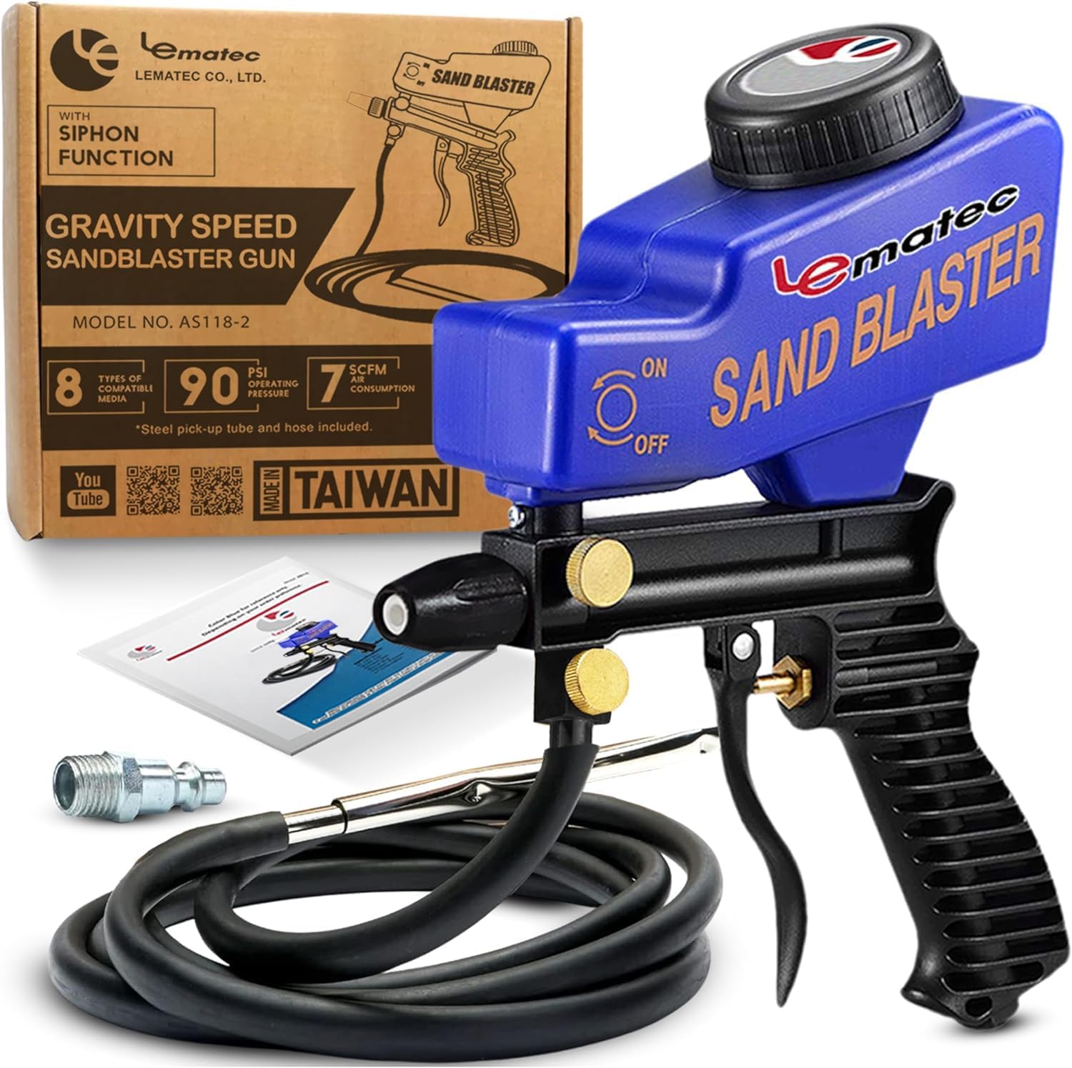 LE LEMATEC Portable Sandblaster Gun Kit, Air Compr...