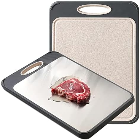 GUANCI Cutting Board for Kitchen Double Sided 304 Stainless Steel Chopping Board...