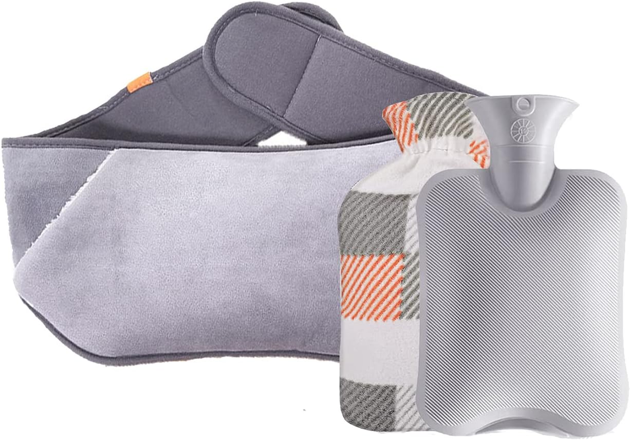 GUROTD Hot Water Bottle with Cover,Rubber Warm Hot Water Bag with Soft Plush Wai...