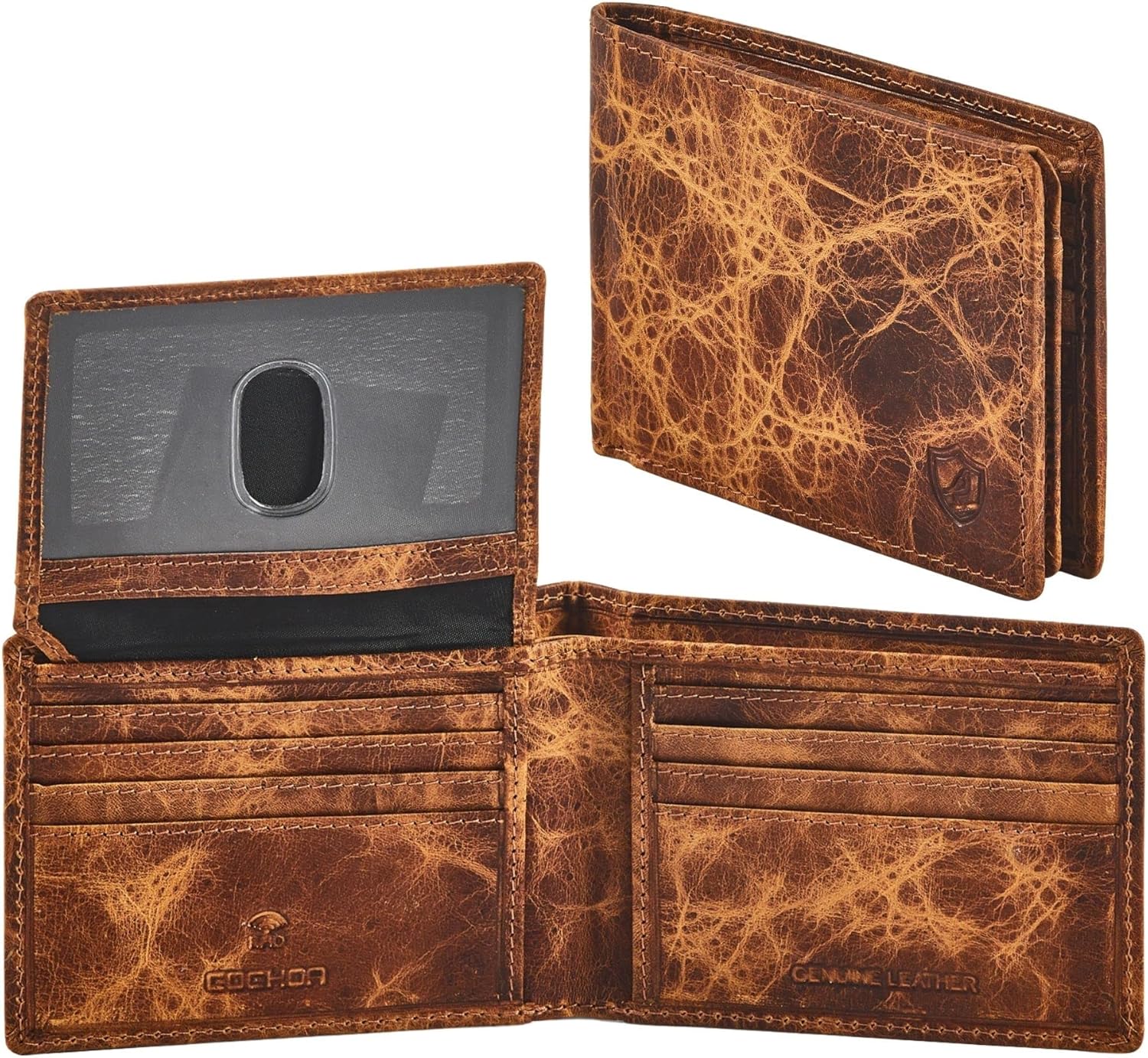 Cochoa Wallet for Men's RFID Blocking Real Leather Bifold Stylish 2 ID Window in...