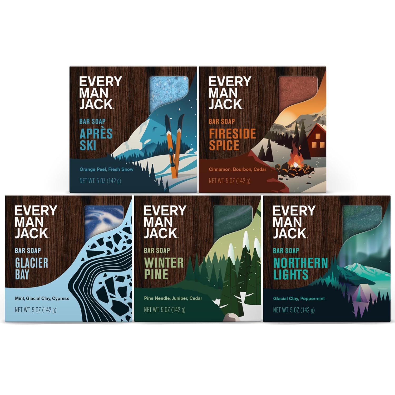 Every Man Jack Cold Processed Mens Bar Soap Gift Set - Invigorating Winter Scent...