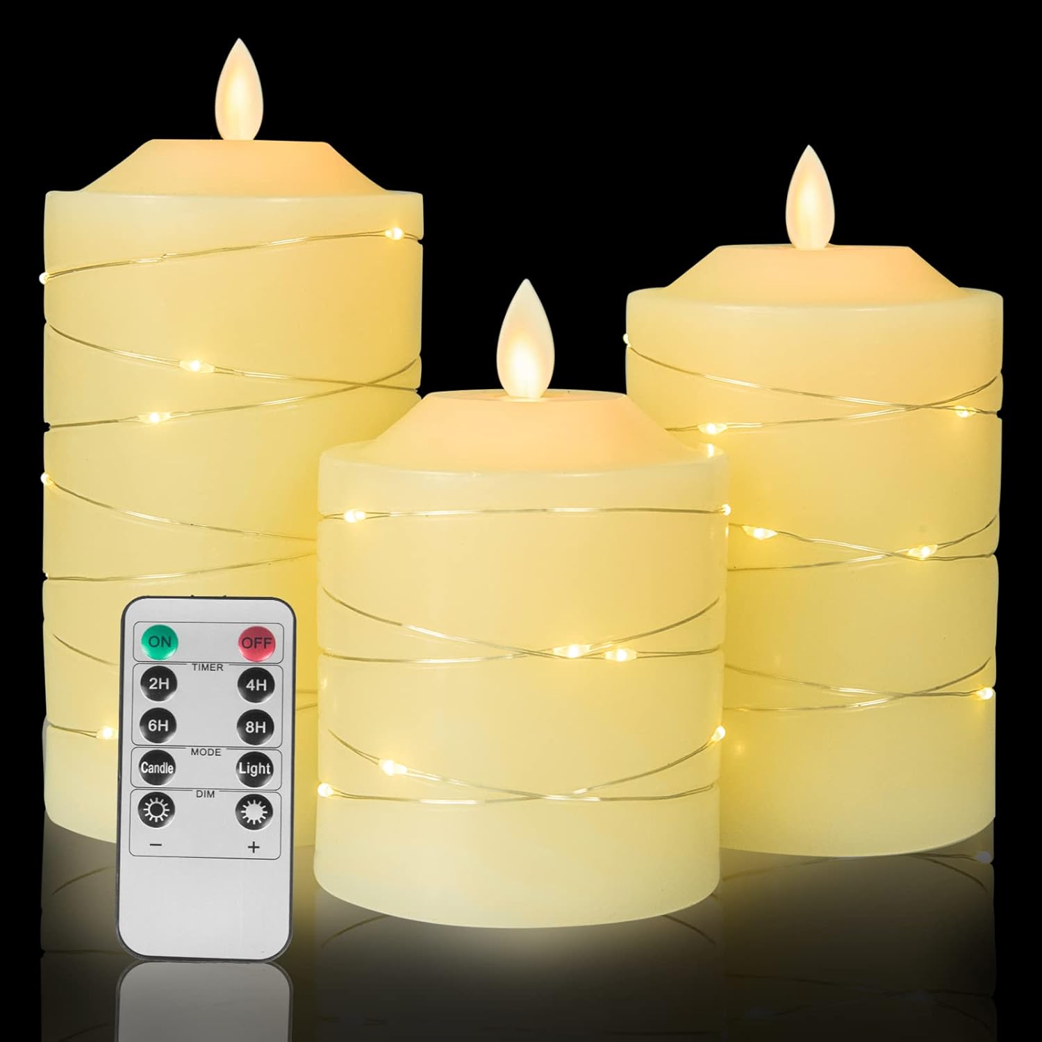 Battery Operated Led Flameless Candles :with Embed...