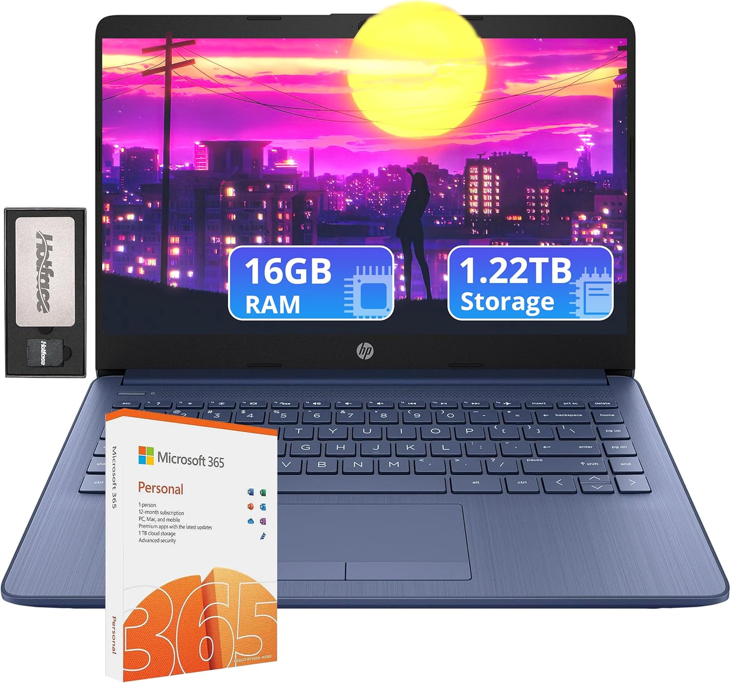 HP Flagship 14" HD Laptop with 1 Year Office 365 | 16GB RAM | 1.22TB Storage(64G...