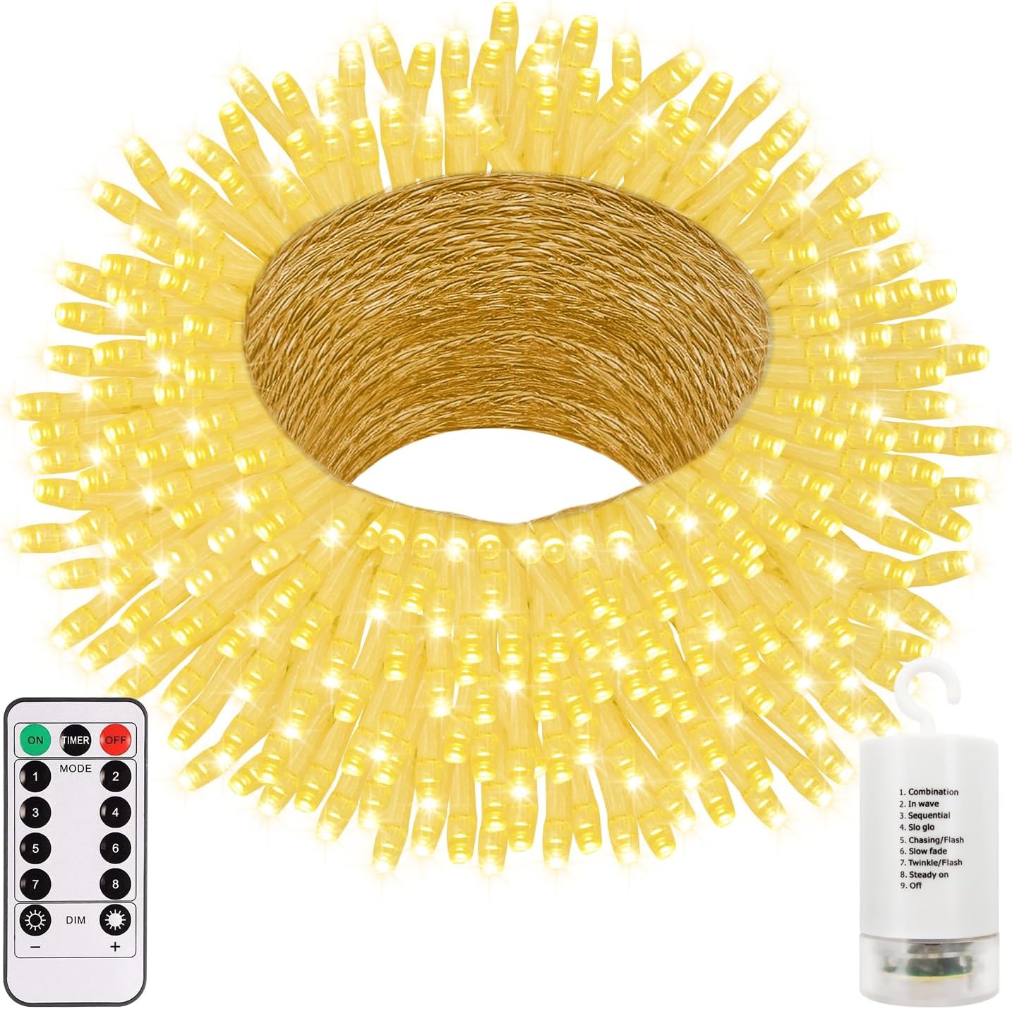 20M Battery Operated String Lights with Remote, 200 LED Christmas Fairy Lights T...