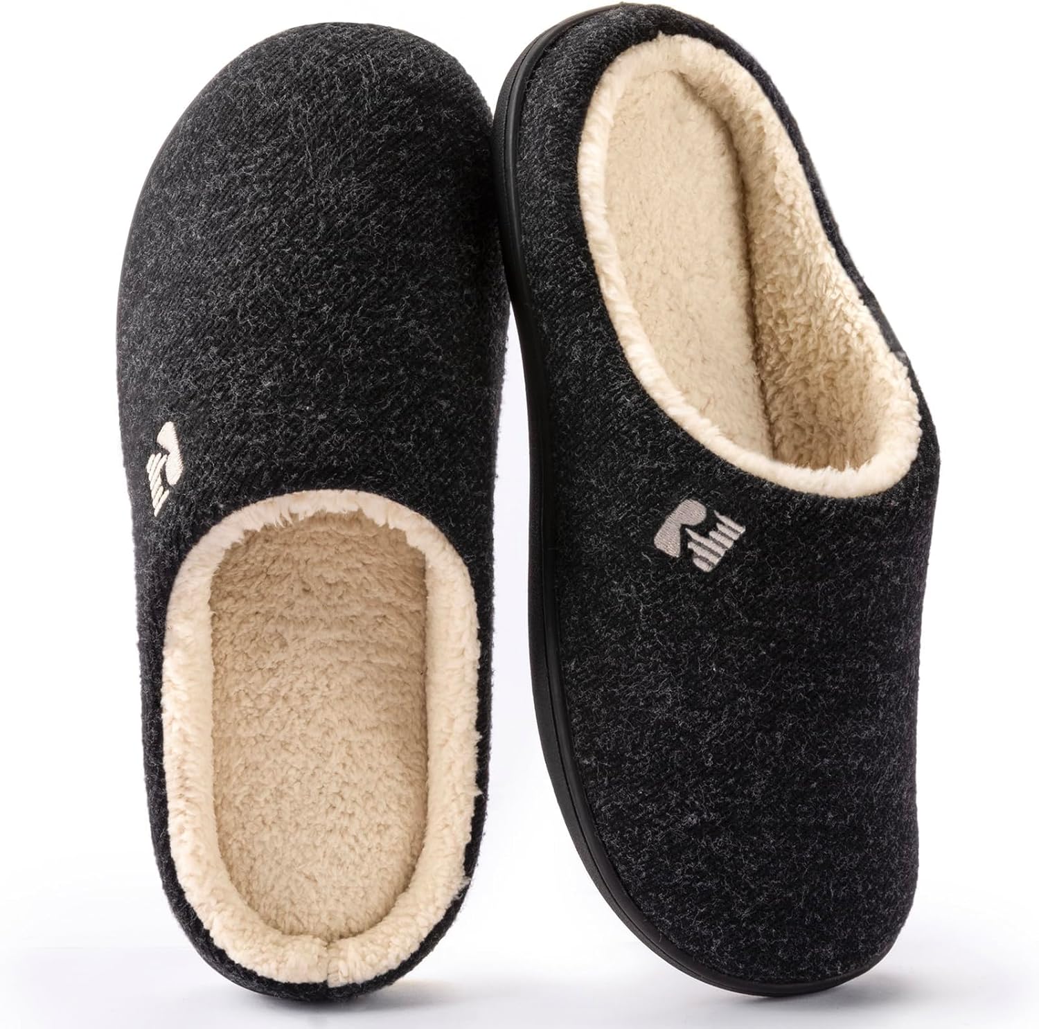 RockDove Men's Sherpa Lined Memory Foam Clog Slipper 10/11 UK Black