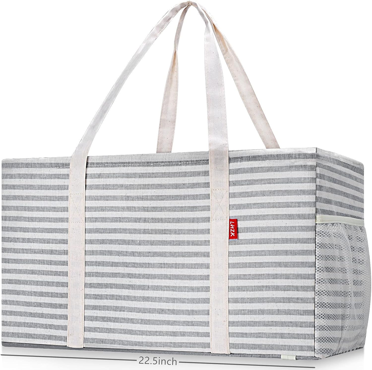 LHZK Standing Extra Large Utility Tote Bag with Metal Wire Frame and Sides Rinfo...
