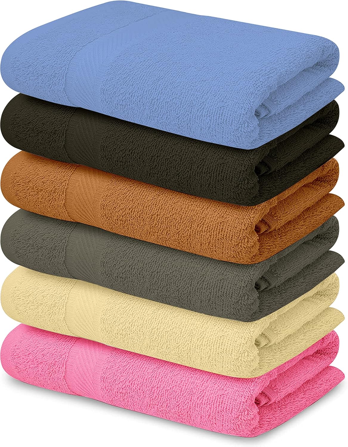 100% Cotton Bath Towels-27x54inch - 6 Pack Shower Towels - Light Weight, Ultra A...